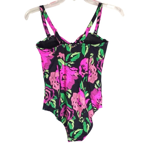 Betsey Johnson Floral One Piece Swimsuit Underwire Balconette Retro Small - Picture 9 of 14